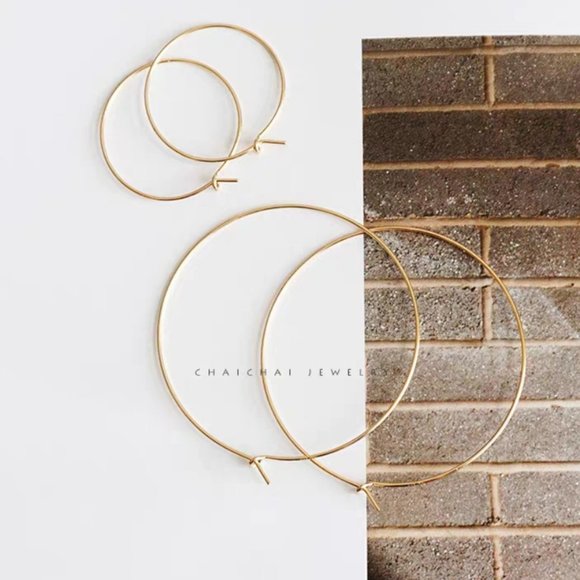 35mm 925 Sterling silver round beading hoop earring wire ear wire earwire - Picture 2 of 7